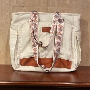 White and Brown Women's Tote Lunch Bag NWOT
